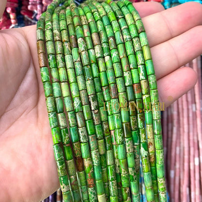 4x9mm Square Cylinder Natural Stone Sea Sediment Jasper Turquoise Spacer Beads for Jewelry Making Diy Bracelets Accessories