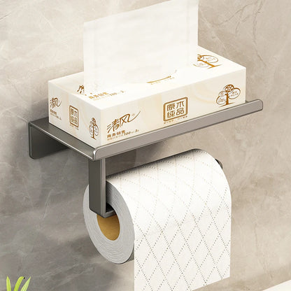 Stainless Steel Bathroom Paper Holder Wall Mount  Toilet Roll Stand WC Paper Towel Holder with Phone Slot for Home Us