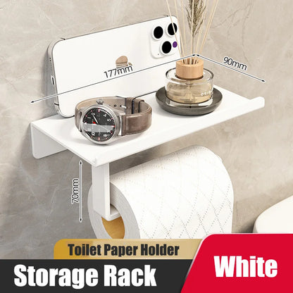 Stainless Steel Bathroom Paper Holder Wall Mount  Toilet Roll Stand WC Paper Towel Holder with Phone Slot for Home Us