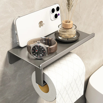 Stainless Steel Bathroom Paper Holder Wall Mount  Toilet Roll Stand WC Paper Towel Holder with Phone Slot for Home Us