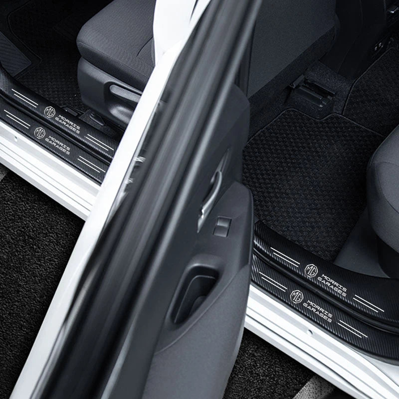 1/4/5Pcs Car Door Sill Scuff Plate Decor Carbon Fiber Stickers For Morris Garages MG 7 6 5 ZS MG4 EV ONE Cyberster HS MG3 EZS GT