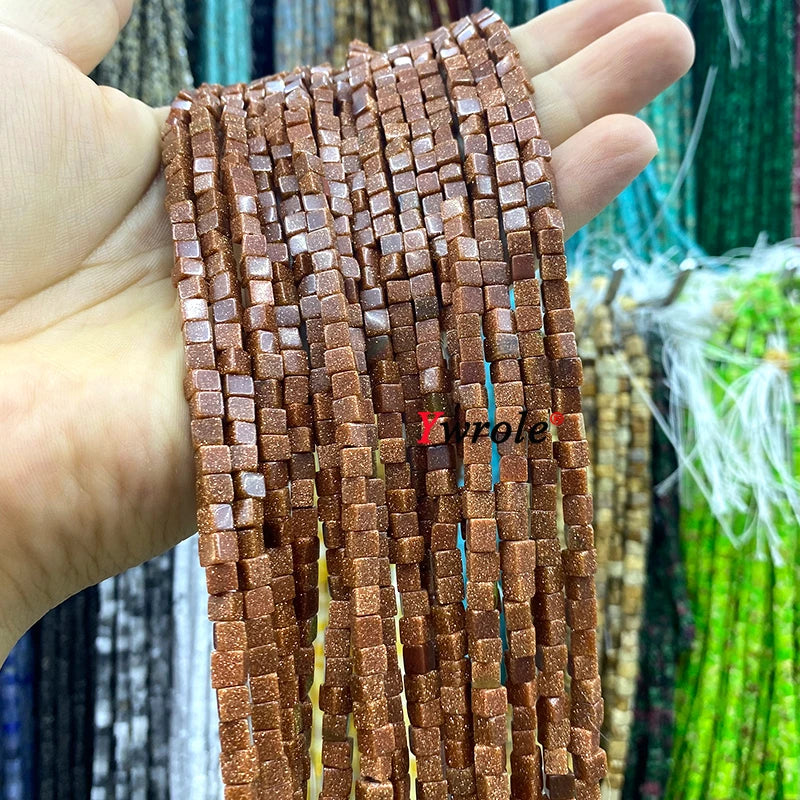 4x4mm Square Natural Stone Green Phoenix Jasper Loose Spacer Beads for Jewelry Making Diy Earrings Bracelet Charms Accessories
