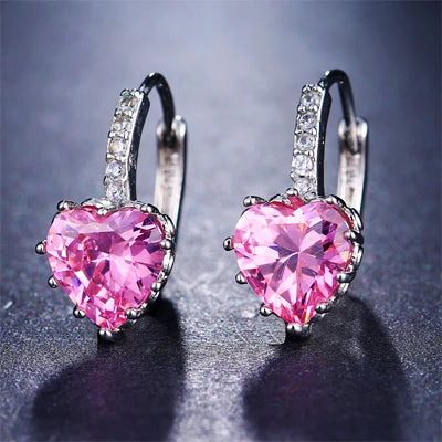 SUGO Classic Fashion Cost-effective Heart-shape High Quality Zirconia Hoop Earrings for Trend Women Lovely Birthday Jewelry Gift