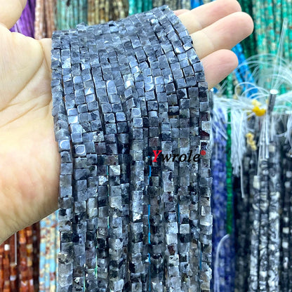 4x4mm Square Natural Stone Green Phoenix Jasper Loose Spacer Beads for Jewelry Making Diy Earrings Bracelet Charms Accessories