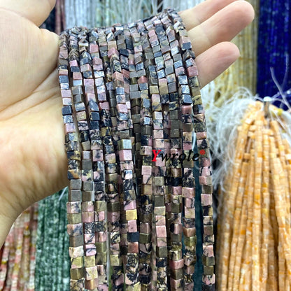 4x4mm Square Natural Stone Green Phoenix Jasper Loose Spacer Beads for Jewelry Making Diy Earrings Bracelet Charms Accessories