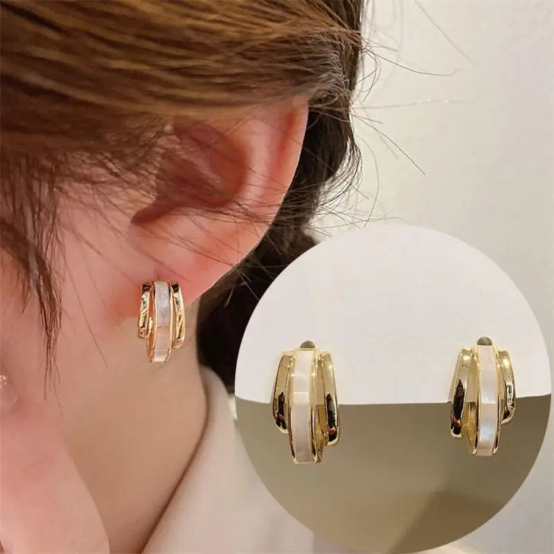 925 Silver Needle Korean Big Elegant Earrings For Woman Metal Jewelry 2026 Trending Vintage Geometric Women's Earrings Z40