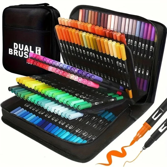 Vitality Double-Tip Watercolor Pen Set - Art supplies for painting and handicrafts, featuring bright colors and durable plastic
