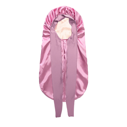 Women Extra Large Hair Long Silk Bonnet Cap & Elastic Satin Hair Band Comfortable Head Cover Night Sleep Hat for Sleeping Shower