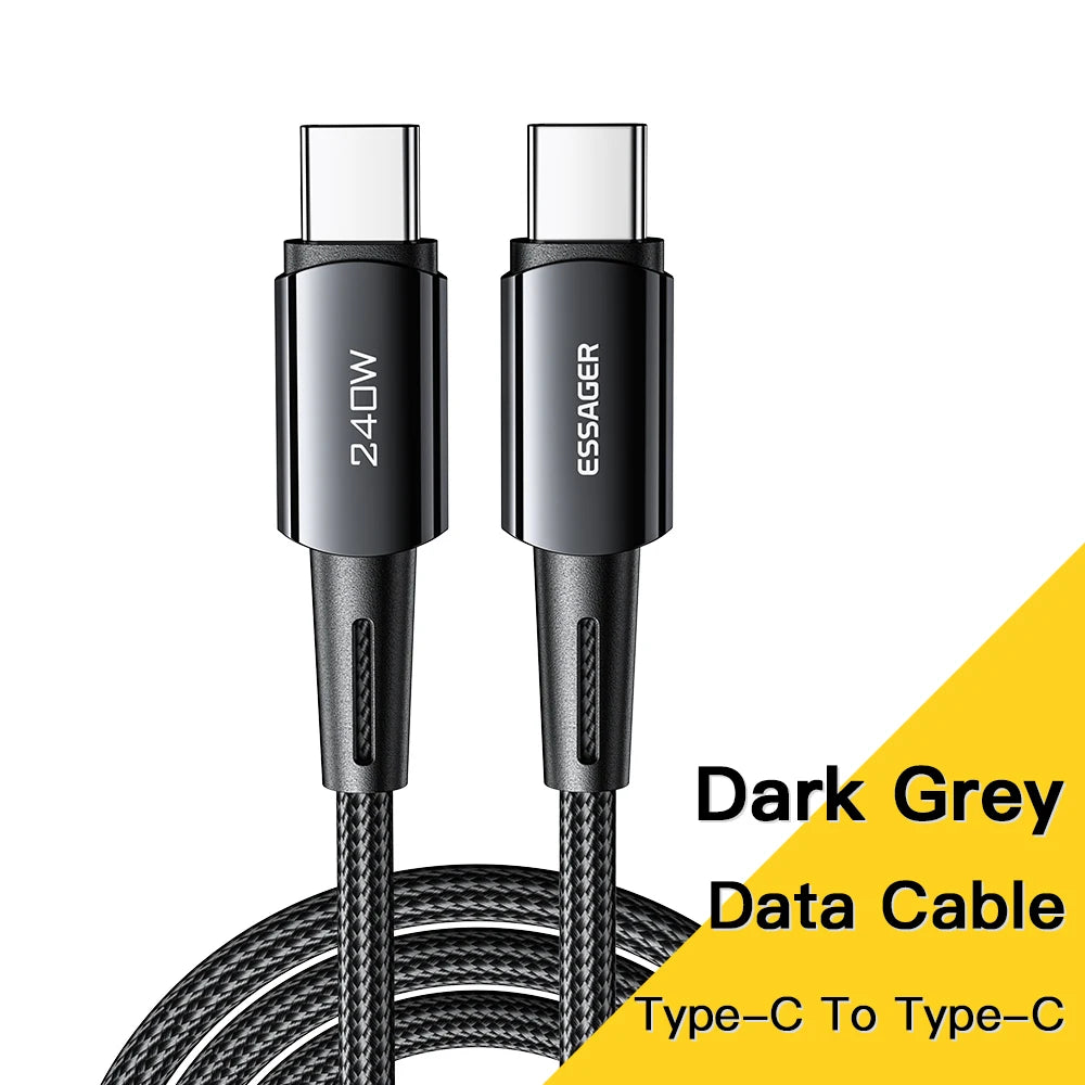 Essager 240W Super Fast Charge Type-C 67W Cable Quick Charge USB Cable 6A For Xiaomi 12Pro Redmi K50 Note 11Pro Black Shark 5Pro