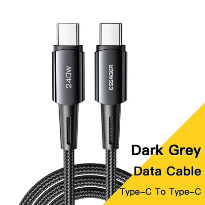 Essager 240W Super Fast Charge Type-C 67W Cable Quick Charge USB Cable 6A For Xiaomi 12Pro Redmi K50 Note 11Pro Black Shark 5Pro
