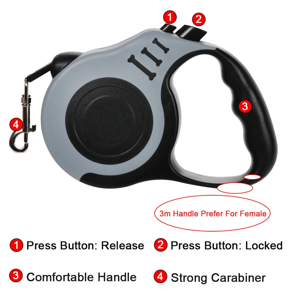 5m Dog Leash Strong Nylon Puppy Lead For Small Medium Large Dogs Cats Automatic Retractable Durable Yorkshire Pet Supplies