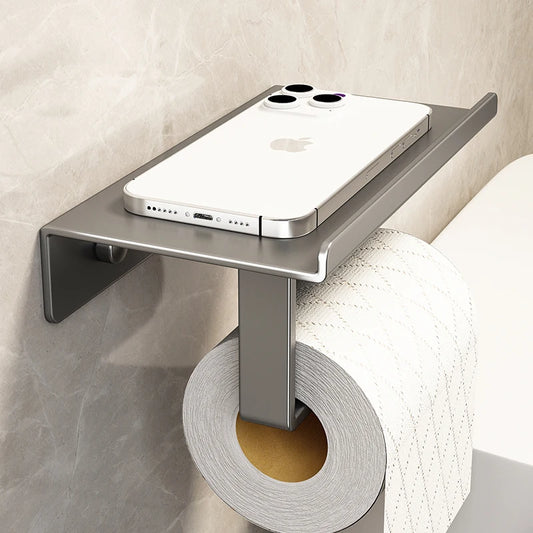 Stainless Steel Bathroom Paper Holder Wall Mount  Toilet Roll Stand WC Paper Towel Holder with Phone Slot for Home Us
