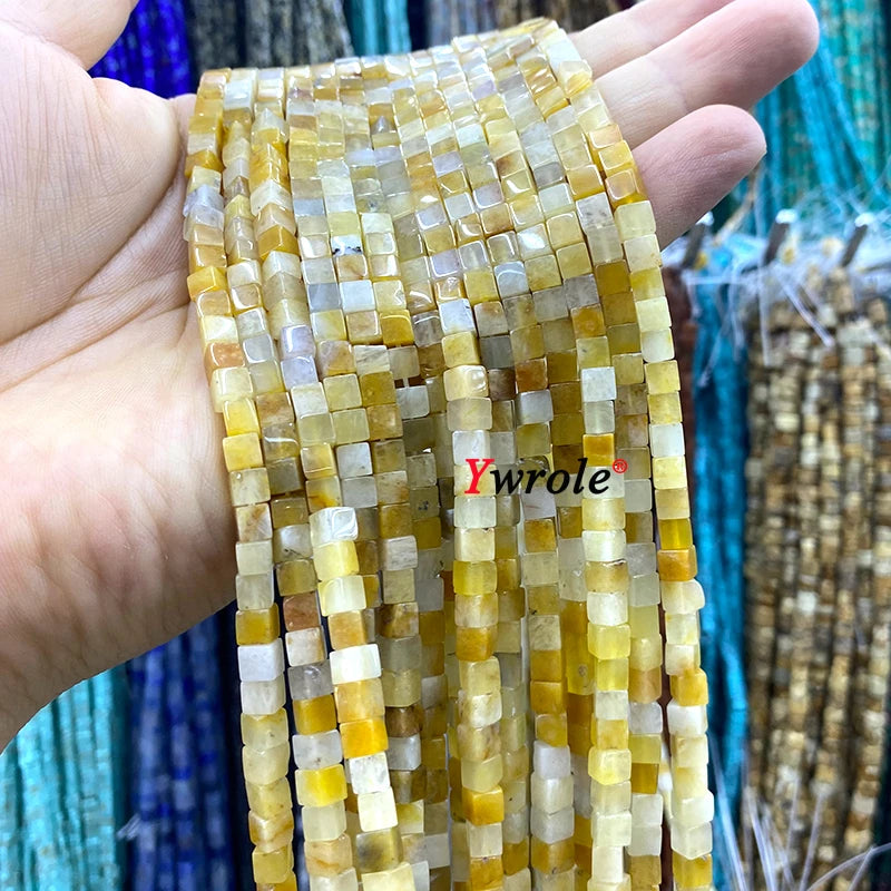 4x4mm Square Natural Stone Green Phoenix Jasper Loose Spacer Beads for Jewelry Making Diy Earrings Bracelet Charms Accessories