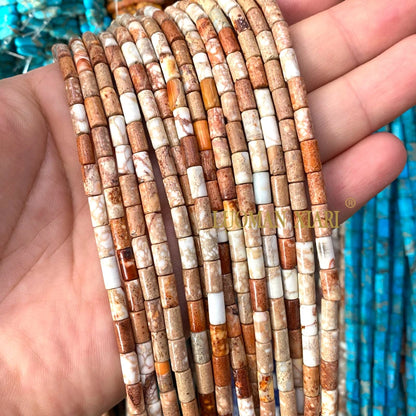 4x9mm Square Cylinder Natural Stone Sea Sediment Jasper Turquoise Spacer Beads for Jewelry Making Diy Bracelets Accessories