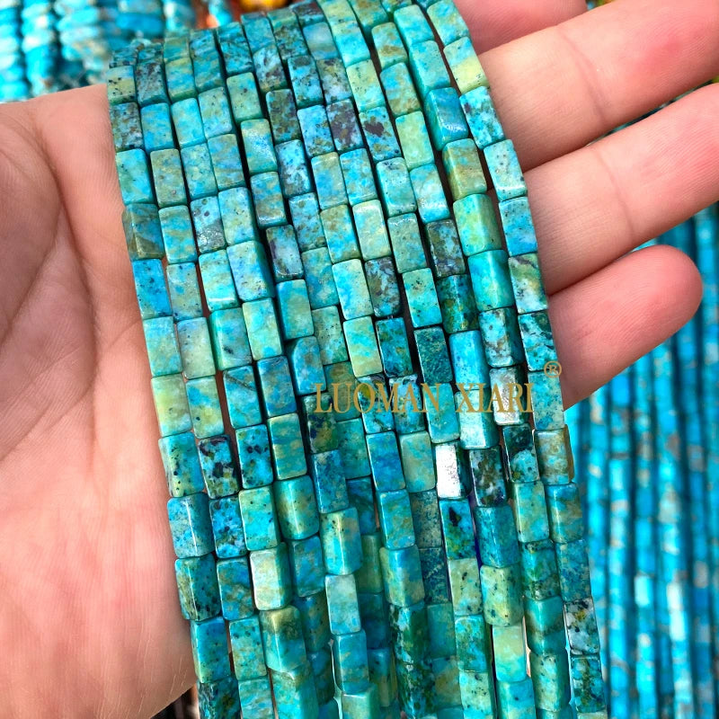 4x9mm Square Cylinder Natural Stone Sea Sediment Jasper Turquoise Spacer Beads for Jewelry Making Diy Bracelets Accessories