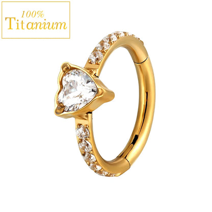 G23 Titanium Daith Helix Piercing Earrings Nasal Septum Clicker Hoop Zircon Nose Rings Cartilage Tragus Percing Body Jewelry 16G