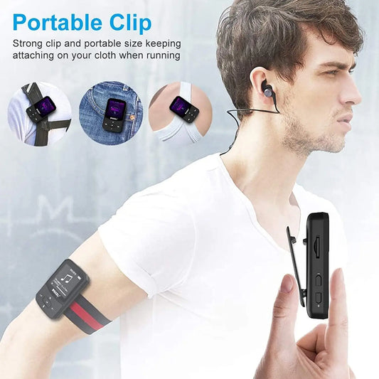 RUIZU X52 Sport Bluetooth MP3 Player Portable Clip Mini Music Walkman With Screen Support FM,Recording,Clock,Pedometer Radio