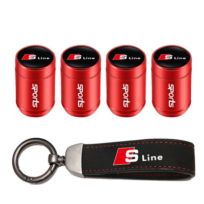 Audi Car Tire Wheel Valve Caps Cover/Car Key Chain Ring Keychain For Audi Sline A1 A2 A3 A4 A5 A6 A7 A8 Q1 Q2 Q3 Q4 Q5 Q6 Q7 Q8