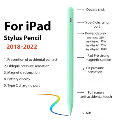 Palm Rejection iPad Stylus Pen with LED Battery Indicator Compatible with 2018-2023 Apple iPad Alternative to Apple Pencil