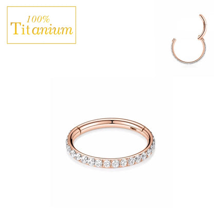 G23 Titanium Daith Helix Piercing Earrings Nasal Septum Clicker Hoop Zircon Nose Rings Cartilage Tragus Percing Body Jewelry 16G
