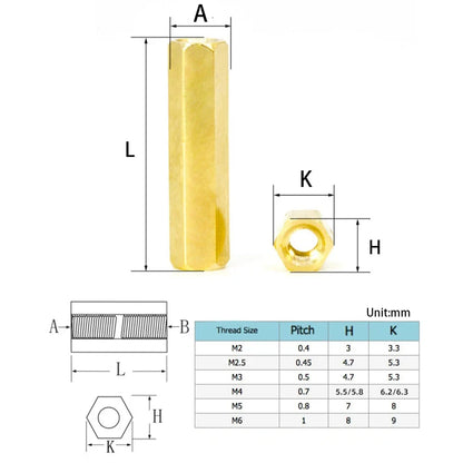 M2-M6 Double Pass Hex Brass Female Standoff Pillar Stud Mount Spacer Hexagon PCB Motherboard Nut Hollow Support Customize