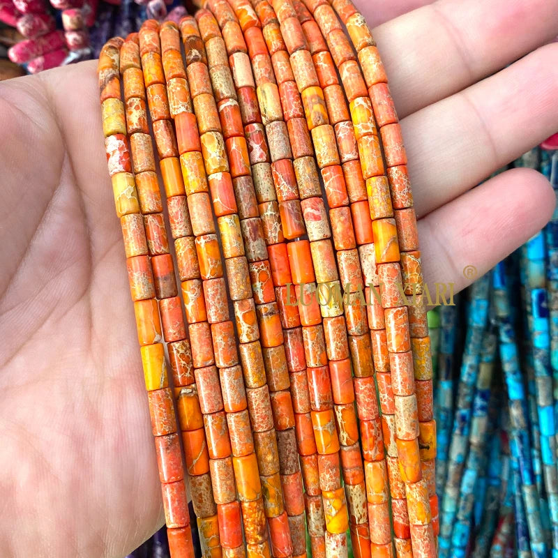 4x9mm Square Cylinder Natural Stone Sea Sediment Jasper Turquoise Spacer Beads for Jewelry Making Diy Bracelets Accessories