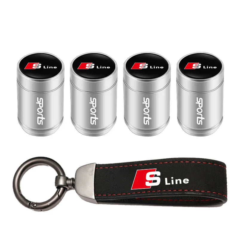 Audi Car Tire Wheel Valve Caps Cover/Car Key Chain Ring Keychain For Audi Sline A1 A2 A3 A4 A5 A6 A7 A8 Q1 Q2 Q3 Q4 Q5 Q6 Q7 Q8