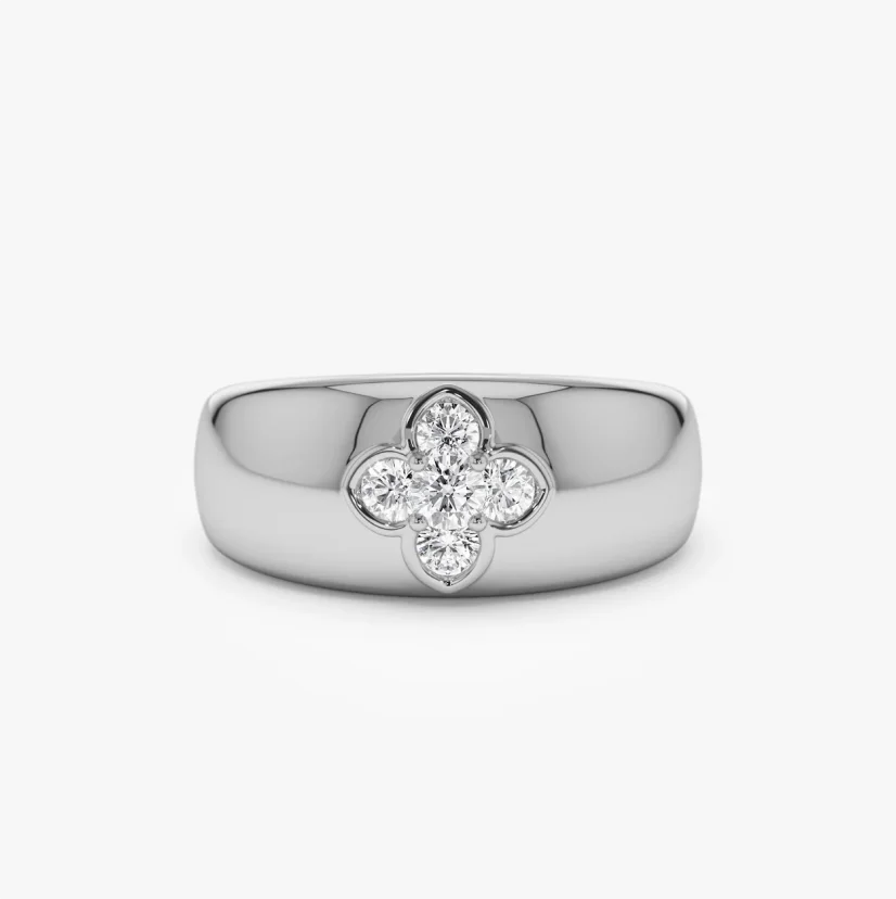 Chunky Dome Statement Ring for Women 925 Sterling Silver Thick Stackable Bands Moissanite Ring Wedding Anniversary Jewelry