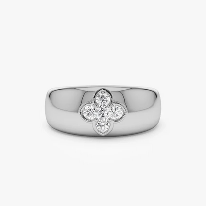 Chunky Dome Statement Ring for Women 925 Sterling Silver Thick Stackable Bands Moissanite Ring Wedding Anniversary Jewelry