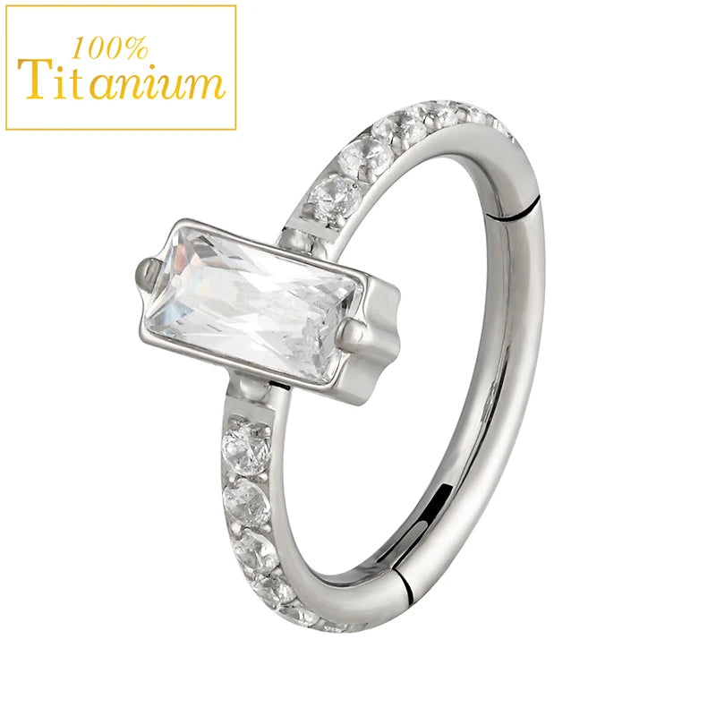 G23 Titanium Daith Helix Piercing Earrings Nasal Septum Clicker Hoop Zircon Nose Rings Cartilage Tragus Percing Body Jewelry 16G