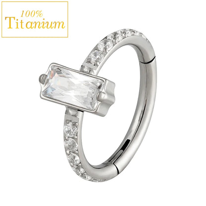 G23 Titanium Daith Helix Piercing Earrings Nasal Septum Clicker Hoop Zircon Nose Rings Cartilage Tragus Percing Body Jewelry 16G