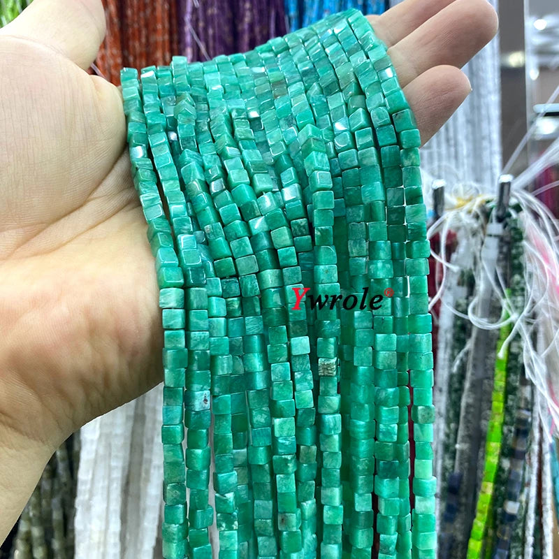 4x4mm Square Natural Stone Green Phoenix Jasper Loose Spacer Beads for Jewelry Making Diy Earrings Bracelet Charms Accessories