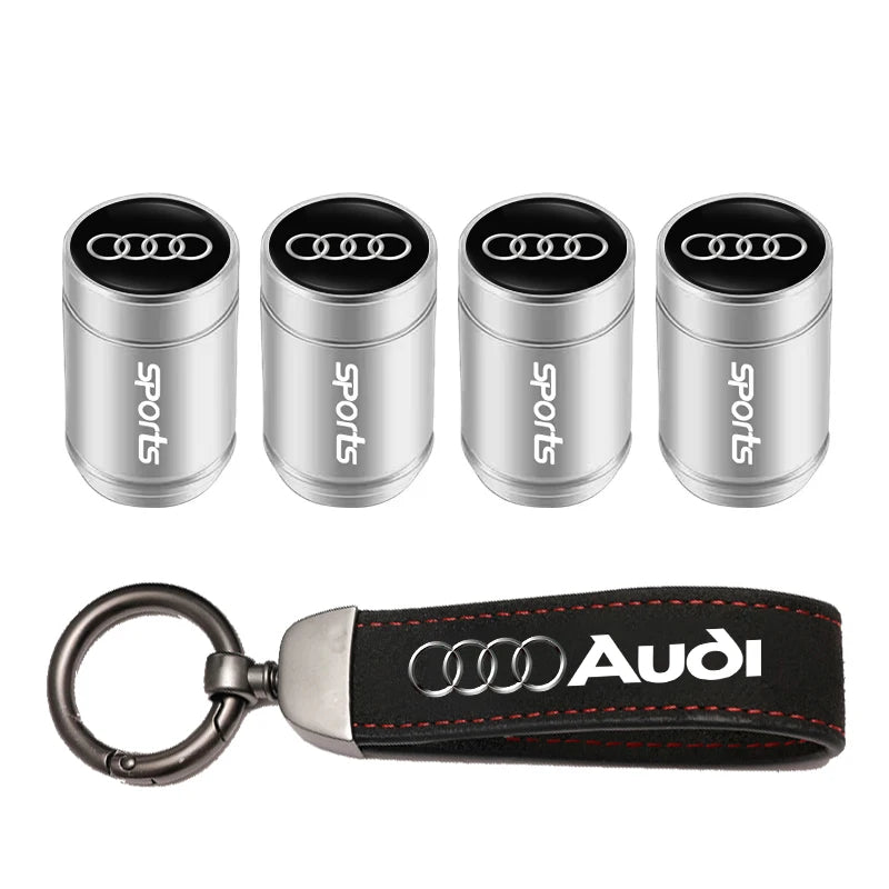 Audi Car Tire Wheel Valve Caps Cover/Car Key Chain Ring Keychain For Audi Sline A1 A2 A3 A4 A5 A6 A7 A8 Q1 Q2 Q3 Q4 Q5 Q6 Q7 Q8