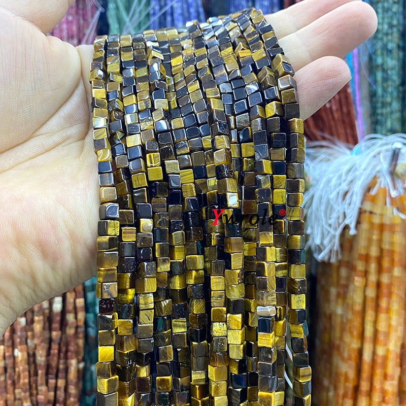 4x4mm Square Natural Stone Green Phoenix Jasper Loose Spacer Beads for Jewelry Making Diy Earrings Bracelet Charms Accessories