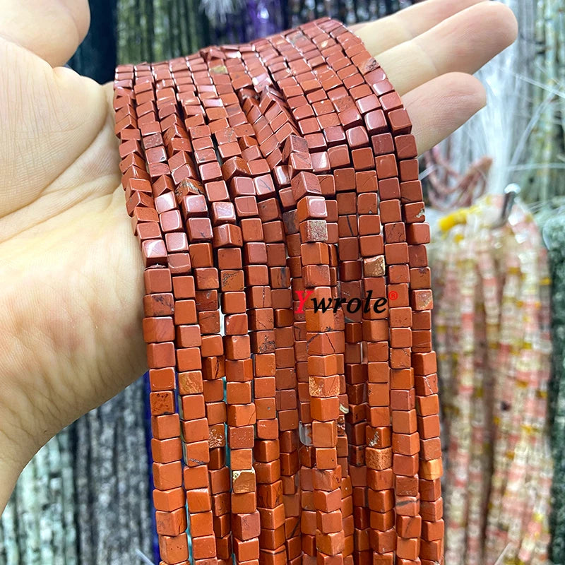 4x4mm Square Natural Stone Green Phoenix Jasper Loose Spacer Beads for Jewelry Making Diy Earrings Bracelet Charms Accessories