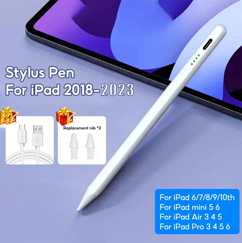 Palm Rejection iPad Stylus Pen with LED Battery Indicator Compatible with 2018-2023 Apple iPad Alternative to Apple Pencil