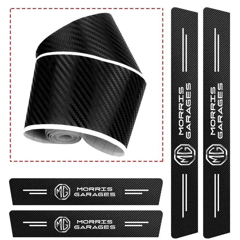 1/4/5Pcs Car Door Sill Scuff Plate Decor Carbon Fiber Stickers For Morris Garages MG 7 6 5 ZS MG4 EV ONE Cyberster HS MG3 EZS GT