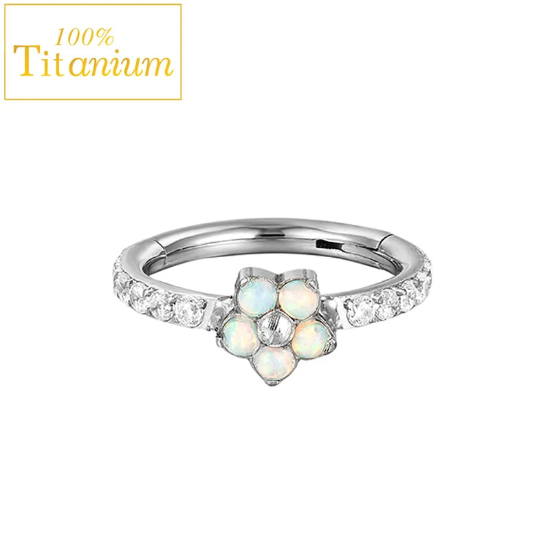 G23 Titanium Daith Helix Piercing Earrings Nasal Septum Clicker Hoop Zircon Nose Rings Cartilage Tragus Percing Body Jewelry 16G