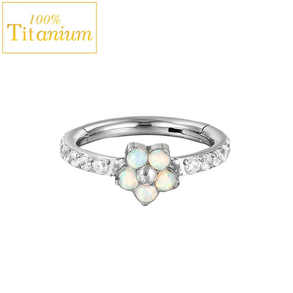 G23 Titanium Daith Helix Piercing Earrings Nasal Septum Clicker Hoop Zircon Nose Rings Cartilage Tragus Percing Body Jewelry 16G