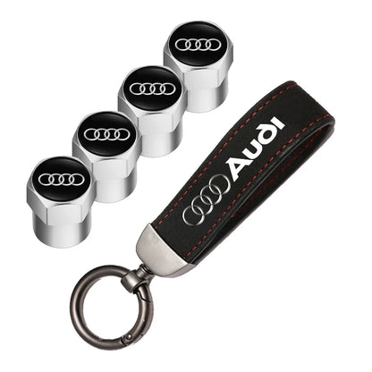 Audi Car Tire Wheel Valve Caps Cover/Car Key Chain Ring Keychain For Audi Sline A1 A2 A3 A4 A5 A6 A7 A8 Q1 Q2 Q3 Q4 Q5 Q6 Q7 Q8