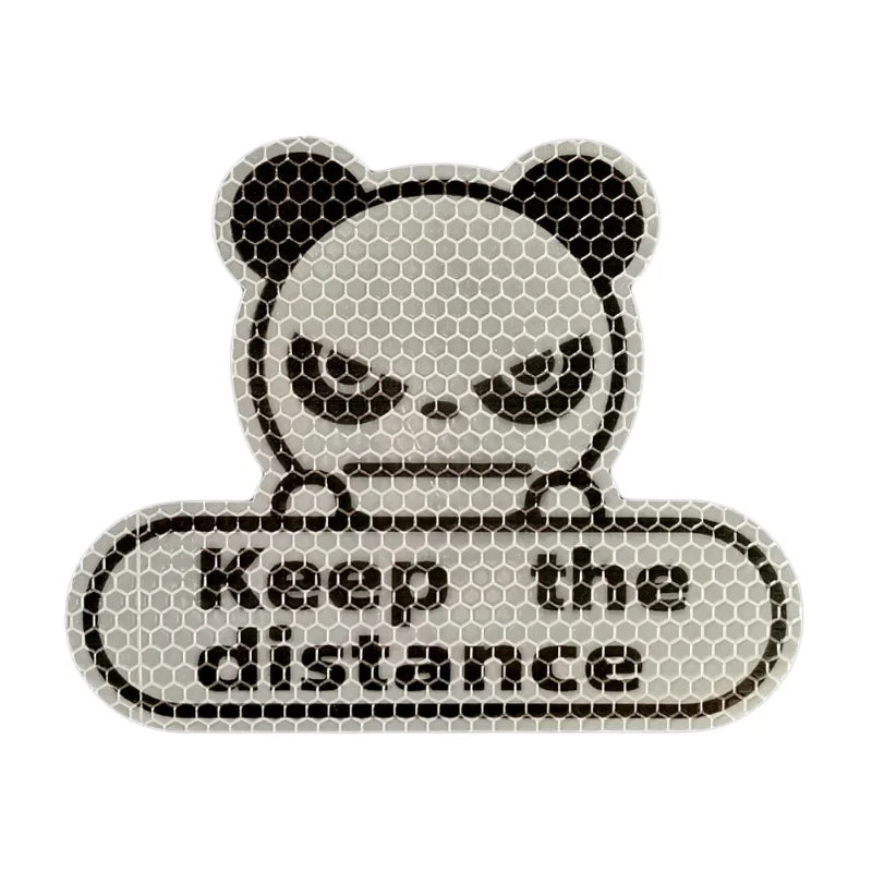 1pcs Keep Distance Reflective Stickers Panda Stickers Fluorescent Yellow Green Hexagon Honeycomb Cartoon Car Decoration Stickers