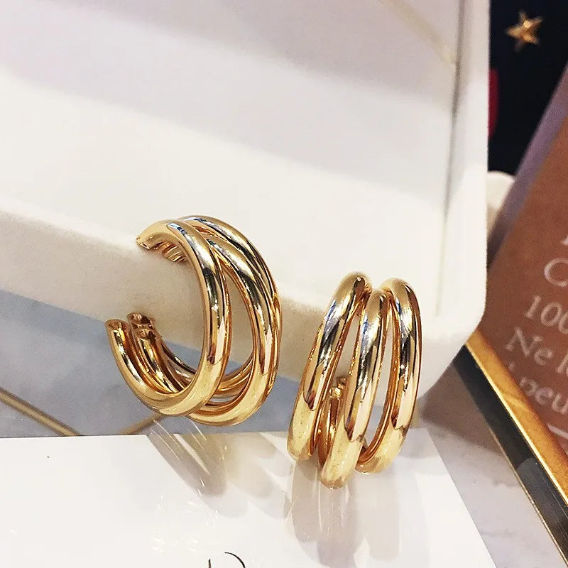 925 Silver Needle Korean Big Elegant Earrings For Woman Metal Jewelry 2026 Trending Vintage Geometric Women's Earrings Z40