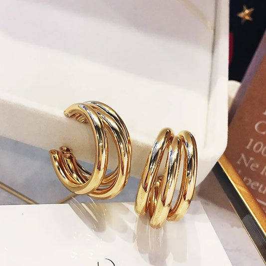 925 Silver Needle Korean Big Elegant Earrings For Woman Metal Jewelry 2026 Trending Vintage Geometric Women's Earrings Z40