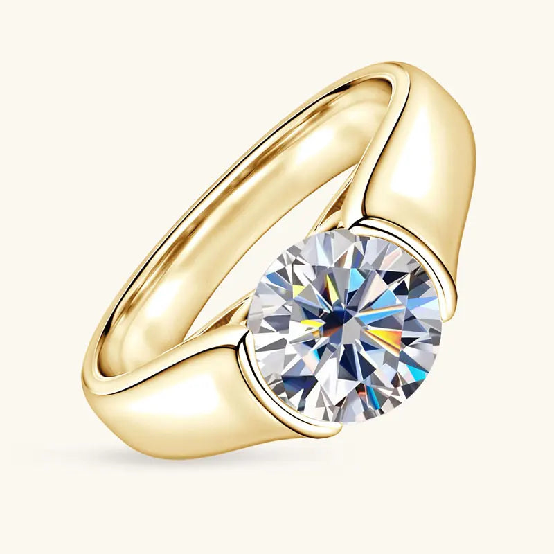 OXTAO D VVS1 8mm 2ct Moissanite Diamond Solitiare Rings Female Jewelry Real S925 Silver Engagement Wedding Band Bezel Setting