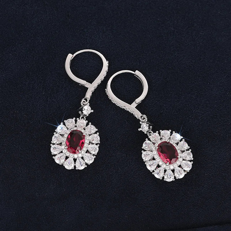 2026 New European and American Earrings Women's Elliptical Flower Inlaid with Zircon Decoration Sunflower Light Luxury Jewelry