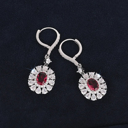 2026 New European and American Earrings Women's Elliptical Flower Inlaid with Zircon Decoration Sunflower Light Luxury Jewelry