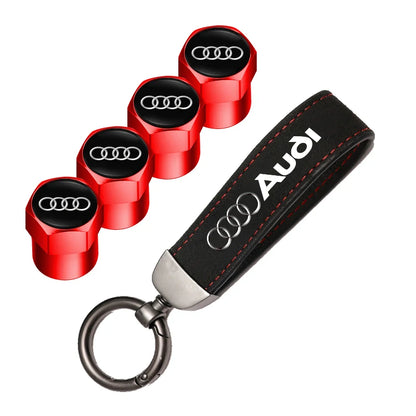 Audi Car Tire Wheel Valve Caps Cover/Car Key Chain Ring Keychain For Audi Sline A1 A2 A3 A4 A5 A6 A7 A8 Q1 Q2 Q3 Q4 Q5 Q6 Q7 Q8