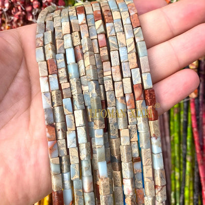 4x9mm Square Cylinder Natural Stone Sea Sediment Jasper Turquoise Spacer Beads for Jewelry Making Diy Bracelets Accessories