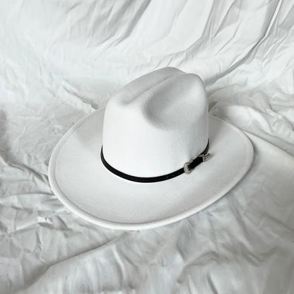 Vintage Western Cowboy Hat For Men's Gentleman Lady Jazz Cowgirl With Leather Wide Brim Cloche Church Sombrero Hombre Caps