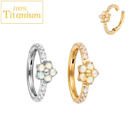 G23 Titanium Daith Helix Piercing Earrings Nasal Septum Clicker Hoop Zircon Nose Rings Cartilage Tragus Percing Body Jewelry 16G